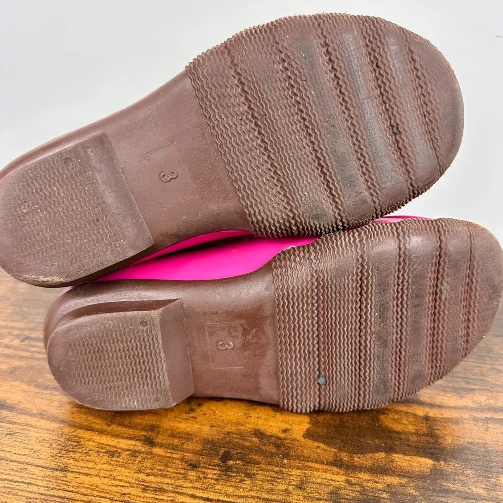 Adrienne Vittadini Leather Duck Boots Waterproof Rubber‎ Youth Girl's Size 3